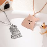 Personalized Pet Photo Necklace with Engraved Text Sympathy Memorial Gift for Pet Owner Lover