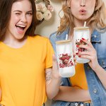 Vaso personalizado Coquette Bow Love Highland Cow Name 20oz con tapa de bambú y pajita Regalo de cumpleaños San Valentín para mujer Niña