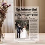 Personalized The Anniversary Post Photo Acrylic Plaque with Names and Date Home Decor Wedding Valentine's Day Gift for Couple