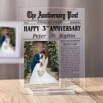 Personalized The Anniversary Post Photo Acrylic Plaque with Names and Date Home Decor Wedding Valentine's Day Gift for Couple