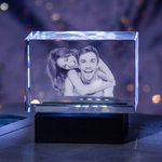 Regalo personalizado con foto de cristal 3D grabado para pareja