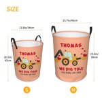 Gepersonaliseerde Dig You Graafmachine Grote Capaciteit Waterdichte Opbergmand met Handvat Naam en Tekst Verjaardag Baby Shower Gift voor Jongens Meisjes