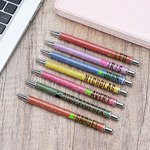 Personalised Glitter Witch Hat Bow Star Broom Design Ballpoint Pen with Name Birthday Back to School Halloween Gift for Kids Friends