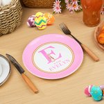 Henkilökohtainen Classic Peter Rabbit raidallinen ruudullinen keraaminen ruokalevy, jossa nimi Initial pääsiäinen perhejuhla pöydän sisustus lahja pojille tytöille