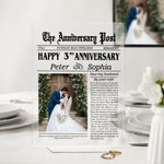 Personalized The Anniversary Post Photo Acrylic Plaque with Names and Date Home Decor Wedding Valentine's Day Gift for Couple