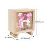 Hucha Personalizada Huevo Conejito de Pascua Lazo Rosa Inicial Hucha de Madera Transparente con Nombre Fiesta de Pascua Regalo Educativo para Niños