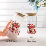 Vaso personalizado Coquette Bow Love Highland Cow Name 20oz con tapa de bambú y pajita Regalo de cumpleaños San Valentín para mujer Niña