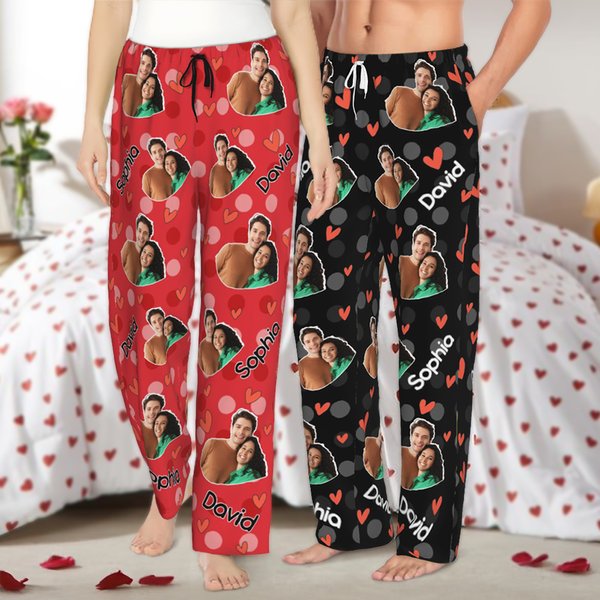 Pantalon de pyjama long avec nom et cordon de serrage Cadeau d'anniversaire de Saint-Valentin pour femmes et hommes