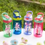 Conejito de Pascua con lazo rosa personalizado Botella de agua para niños con nombre Pascua Vuelta al cole Regalo de cumpleaños para niños Niñas