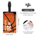 Etiqueta personalizada para bolsa de equipaje con diseño de baloncesto con nombre y número Accesorios de viaje para el día del partido Regalo de cumpleaños para los amantes del baloncesto