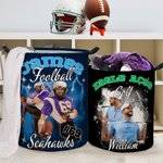 Gepersonaliseerde 1-5 foto's Brilliant Lightning Basketball Soccer Waterdichte Wasmand met Naam Verjaardag Housewarming Gift voor Sportliefhebber