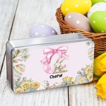 Personalisierte Lebensmittelechte Osterhase Rosa Schleife Blumen Keksdose mit Initiale und Namen Geburtstag Ostern Geschenk für Kinder Familie Freunde