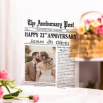 Personalized The Anniversary Post Photo Acrylic Plaque with Names and Date Home Decor Wedding Valentine's Day Gift for Couple