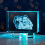 Regalo personalizado con foto de cristal 3D grabado para pareja