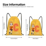 Personalised Football Cartoon Character Drawstring Backpack Cinch Storage Bag with Name and Initial Birthday Gym Traveling Gift for Sport Lovers
