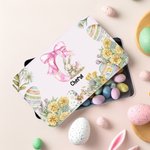 Personalisierte Lebensmittelechte Osterhase Rosa Schleife Blumen Keksdose mit Initiale und Namen Geburtstag Ostern Geschenk für Kinder Familie Freunde