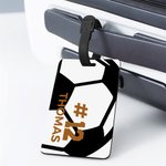 Personalisierte Fußball Design Kofferanhänger mit Name und Nummer Reisezubehör Spieltag Geburtstag Geschenk für Fußball-Liebhaber