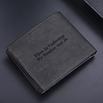 Gepersonaliseerde Foto PU Leren Heren Bifold Portemonnee met Gegraveerde Tekst en Meerdere Kaartsleuven Vaderdag Jubileum Cadeau voor Hem
