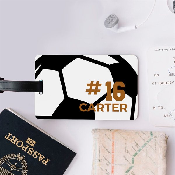 Etiqueta personalizada con nombre y número para bolsa de equipaje Accesorios de viaje Día del partido Regalo de cumpleaños para los amantes del fútbol