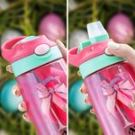 Conejito de Pascua con lazo rosa personalizado Botella de agua para niños con nombre Pascua Vuelta al cole Regalo de cumpleaños para niños Niñas