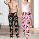 Gepersonaliseerde kleurrijke hartfoto portret lange pyjamabroek met naam en koord Valentijnsdag verjaardagscadeau voor vrouwen mannen