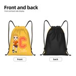 Personalised Football Cartoon Character Drawstring Backpack Cinch Storage Bag with Name and Initial Birthday Gym Traveling Gift for Sport Lovers