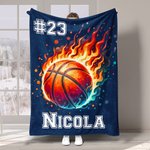 Coperta morbida con desgin di palloni sportivi personizzato con nome e numero regalo per il giorno della partita e compleanno per amanti dello sport