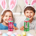 Conejito de Pascua con lazo rosa personalizado Botella de agua para niños con nombre Pascua Vuelta al cole Regalo de cumpleaños para niños Niñas