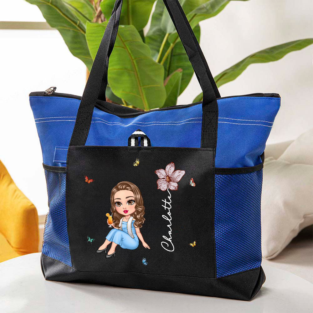 Sac fourre-tout personnalisé avec nom et pochettes en maille Graduate Birth Flower Graduation Birthday Gift for Women