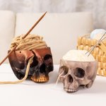 Henkilökohtainen 3D-tulostettu Gothic Skull Yarn Bowl Holder Storage nimellä Knitting tarvikkeet tarvikkeet Home Decor syntymäpäivälahja Knittersille