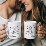 Personalized Couple Riding Bicycle Stick Figure Face Photo Mug with Name Valentine's Day Anniversary Gift for Couple