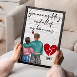 Gepersonaliseerd hart paar karakter houten frame schilderij met naam en jaar Valentijnsdag jubileum cadeau voor echtpaar