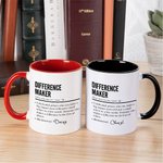 Personalized Difference Maker 11oz Ceramic Mug with Name Appreciation Birthday Gift for Leader Coworker Teacher