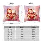 Personalized Cute Couple Bear Soft Throw Pillow Cover with Initial and Text Home Decor Valentine's Day Gift for Couple