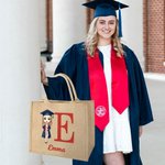 Personalized Graduation Cartoon Character Large Jute Tote Bag with Initial and Name Graduation Birthday Gift for Women Friends