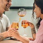 Personalised Cheers Goblet Wine Glass and Slate Coaster Set with Engraved Name and Date Valentine's Day Anniversary Wedding Gift for Couples