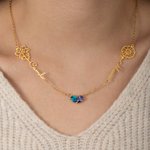 Personalized Heart Birthstone Necklace with Birthday Flower and Name Valentine's Day Birthday Anniversary Gift for Women