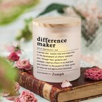 Personalized Difference Maker LED Candle Lamp Jar with Name and Wooden Lid Home Decor Appreciation Gift for Leader Coworker Teacher
