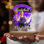 Personalizzato 1-5 foto brillante fulmine basket nome Acrilico Led luce notturna con base in legno Home Decor regalo di compleanno per gli amanti dello sport