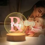 Personalisierte Floral Initial Name Combination LED-Nachtlicht mit hölzernen Basis niedlich Zimmer Dekoration Geburtstag Baby Dusche Geschenk für Kinder