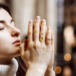 Personalized Star of Bethlehem Engraved Two Birth Flowers with Cross Signet Ring with Birthstones and Text Easter Baptism Gift for Christian Women