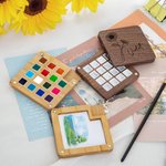 Personalised Birth Flower Portable Wooden Watercolor Palette Drawing Board with Name Outdoor Painting Supply Birthday Gift for Painters