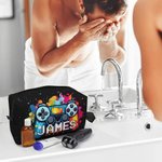 Personalisierte tragbare bunte Spiel-Controller-Muster Kulturtasche mit Griff Reisezubehör Geburtstagsgeschenk für Spiele-Liebhaber