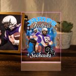 Personalizzato 1-5 foto brillante fulmine basket nome Acrilico Led luce notturna con base in legno Home Decor regalo di compleanno per gli amanti dello sport