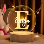 Personalisierte Floral Initial Name Combination LED-Nachtlicht mit hölzernen Basis niedlich Zimmer Dekoration Geburtstag Baby Dusche Geschenk für Kinder