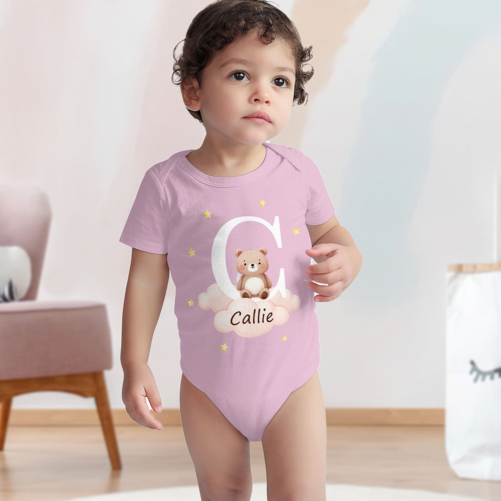 Body de bébé personnalisé avec nom Animaux de la forêt multicolores Initiales 100% coton Cadeau d'anniversaire de douche de bébé pour garçons filles nouveau-nés