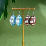Boucles d'oreilles football pailleté personnalisé avec numéro Game Day Football Birthday Gift for Football Lovers Mom