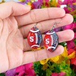 Boucles d'oreilles football pailleté personnalisé avec numéro Game Day Football Birthday Gift for Football Lovers Mom