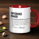 Personalized Difference Maker 11oz Ceramic Mug with Name Appreciation Birthday Gift for Leader Coworker Teacher