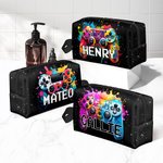 Personalisierte tragbare bunte Spiel-Controller-Muster Kulturtasche mit Griff Reisezubehör Geburtstagsgeschenk für Spiele-Liebhaber